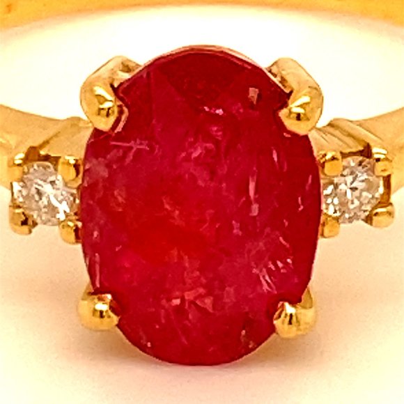 Longido Ruby 2.60ct Diamonds 18K Solid Gold Ring - Picture 6 of 6